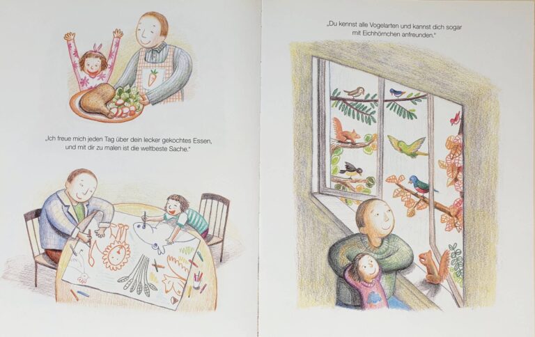 Kinderbuch "Sei nicht traurig, Papa" von Nari Hong, Leiv Verlag