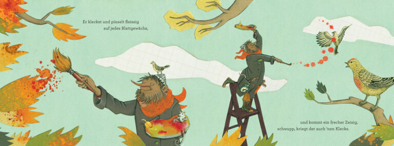 Kinderbuch, Pappbilderbuch "Der Herbst steht auf der Leiter", Peter Hacks, Annika Huskamp, Eulenspiegel Kinderbuchverlag