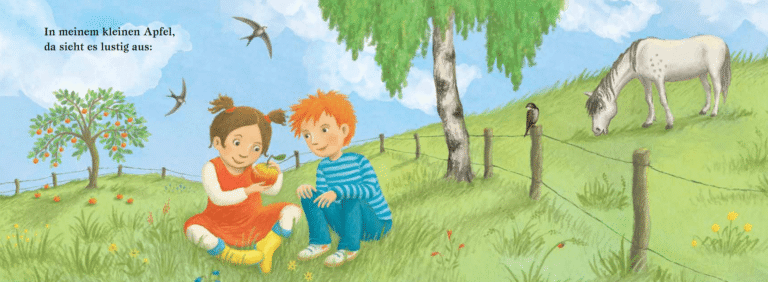 Kinderbuch, Bilderbuch, Pappbilderbuch "In meinem kleinen Apfel", Martina Burghart-Vollhardt, Eulenspiegel Kinderbuchverlag