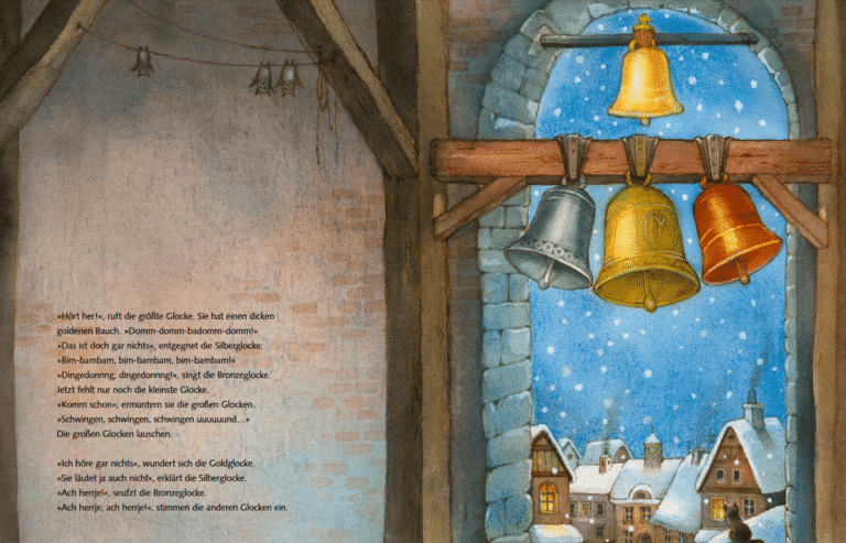 Kinderbuch Weihnachten "Die kleine Glocke, die nicht läuten wollte", Heike Conradi, Maja Dusikova, NordSüd Verlag