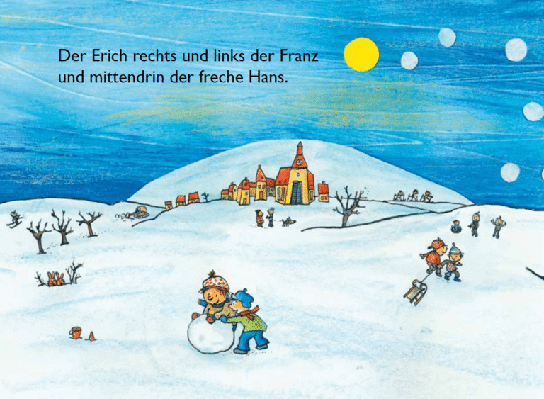 Kinderbuch, Pappbilderbuch "Die drei Spatzen", Christian Morgenstern, Anke am Berg, Eulenspiegel Kinderbuchverlag