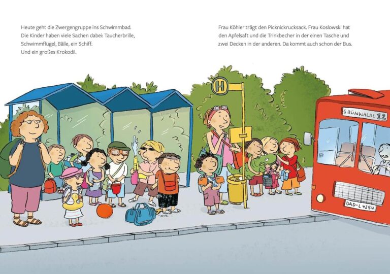 Kinderbuch, Bilderbuch "Die wilden Zwerge - Im Schwimmbad", Meyer, Lehmann, Schulze, Susanne Goehlich, Klett Kinderbuchverlag