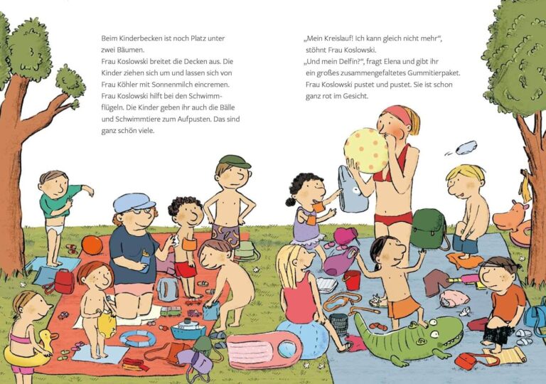 Kinderbuch, Bilderbuch "Die wilden Zwerge - Im Schwimmbad", Meyer, Lehmann, Schulze, Susanne Goehlich, Klett Kinderbuchverlag